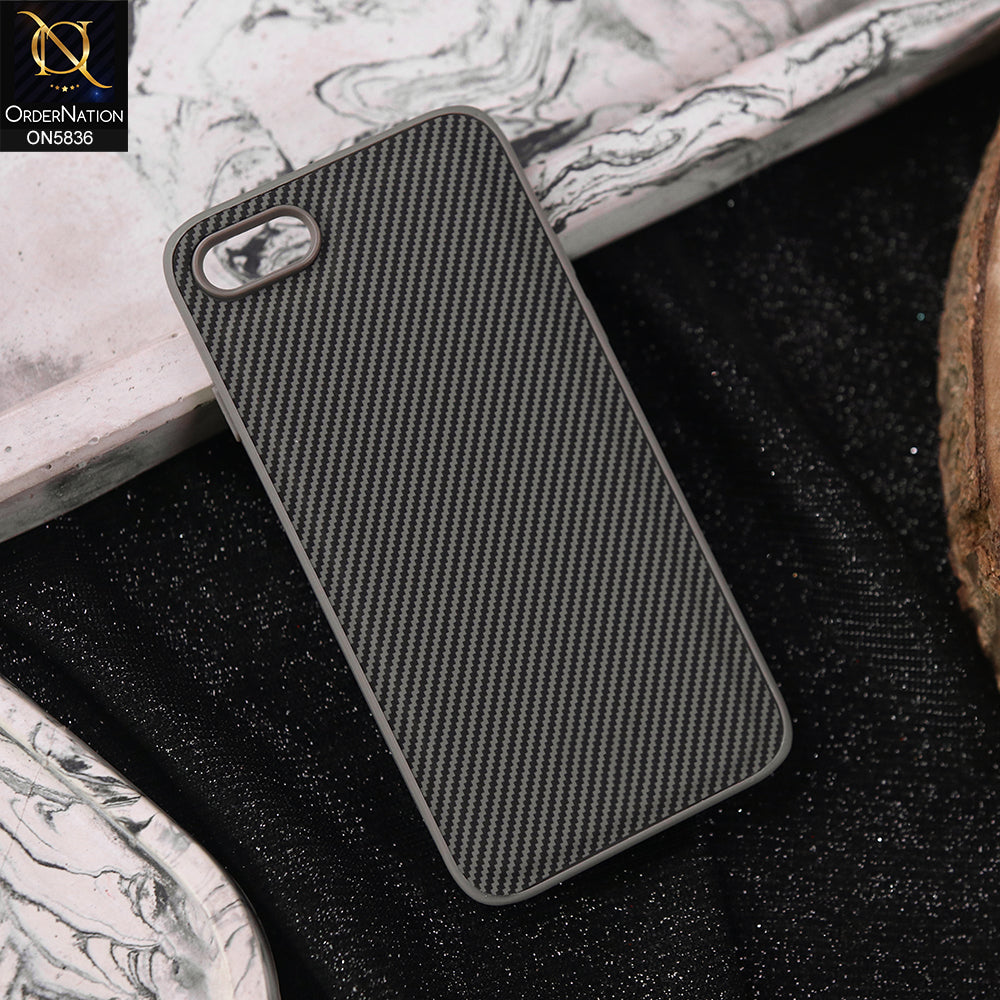 iPhone SE 2020 Cover - Gray -  New Deluxe High Quality Matte Soft Tpu Carbon Fiber Texture Case