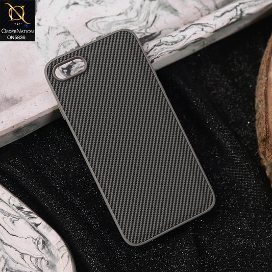 iPhone SE 2022 Cover - Gray -  New Deluxe High Quality Matte Soft Tpu Carbon Fiber Texture Case