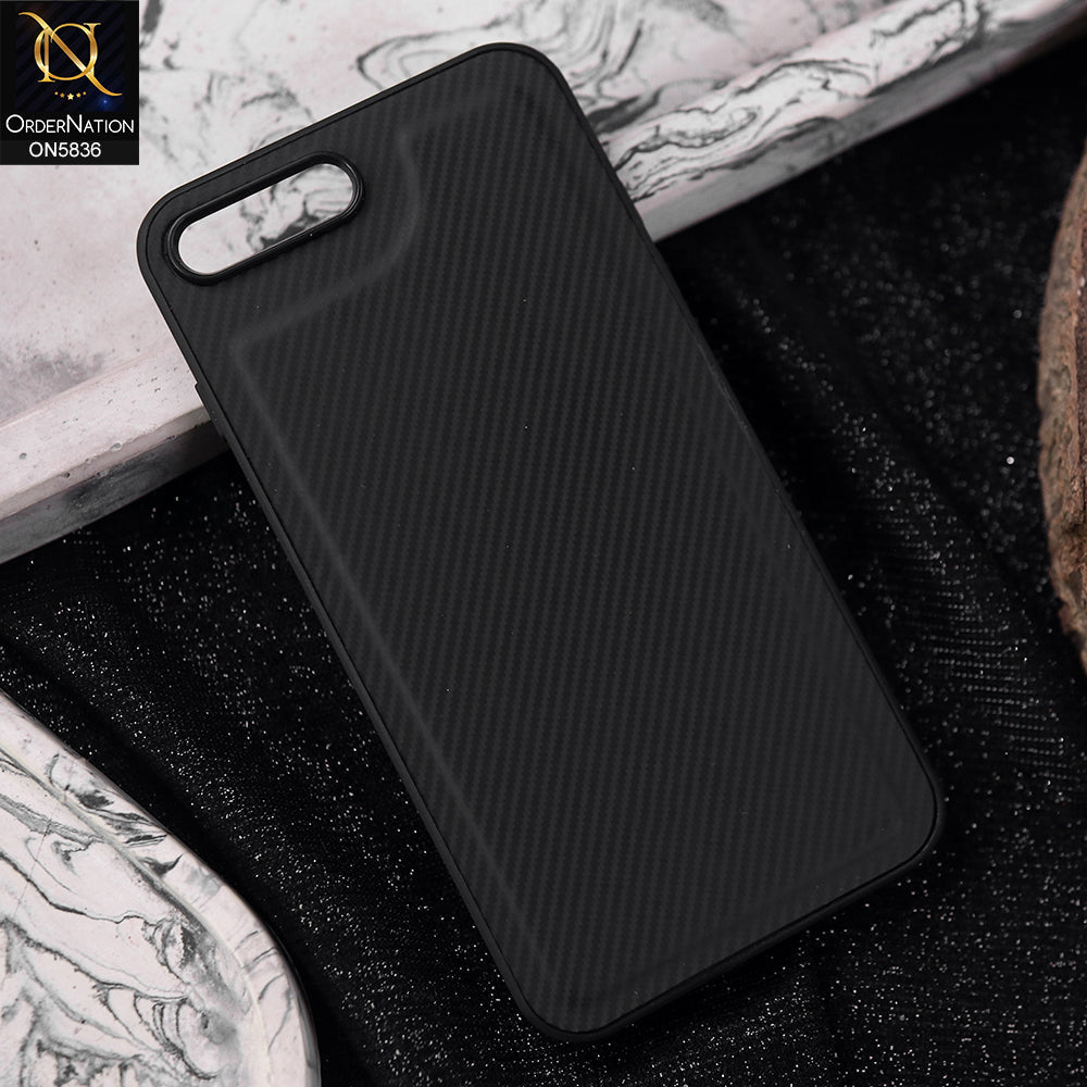 iPhone 8 Plus / 7 Plus Cover - Black -  New Deluxe High Quality Matte Soft Tpu Carbon Fiber Texture Case