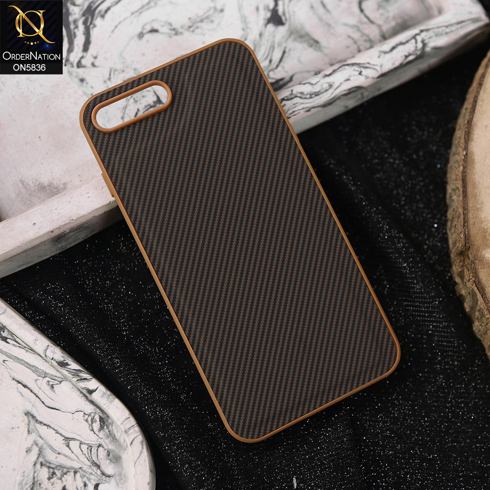 iPhone 8 Plus / 7 Plus Cover - Brown -  New Deluxe High Quality Matte Soft Tpu Carbon Fiber Texture Case