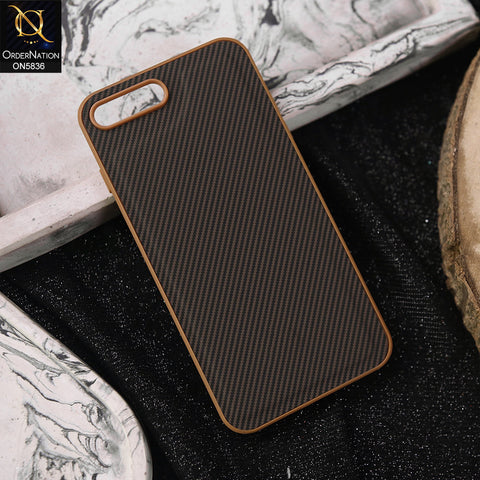 iPhone 8 Plus / 7 Plus Cover - Brown -  New Deluxe High Quality Matte Soft Tpu Carbon Fiber Texture Case