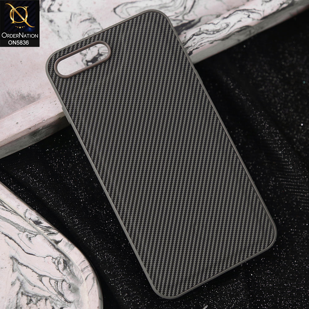 iPhone 8 Plus / 7 Plus Cover - Gray -  New Deluxe High Quality Matte Soft Tpu Carbon Fiber Texture Case