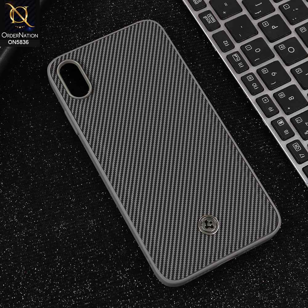 iPhone XS Max Cover - Gray  - New Deluxe High Quality Matte Soft Tpu Carbon Fiber Texture Case