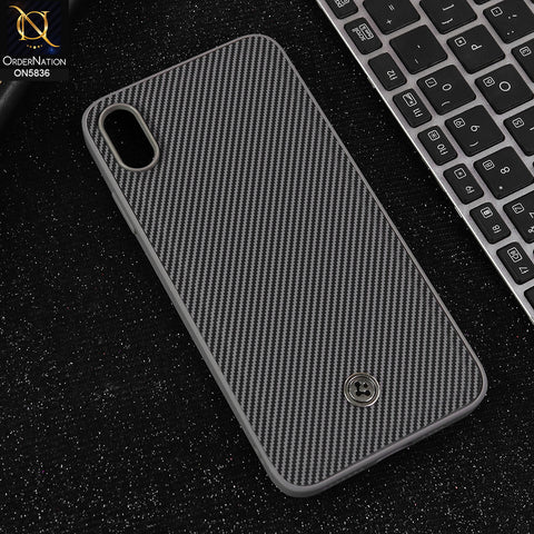 iPhone XS Max Cover - Gray  - New Deluxe High Quality Matte Soft Tpu Carbon Fiber Texture Case