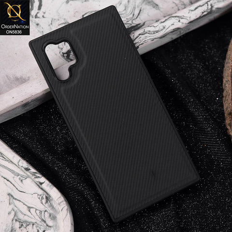 Samsung Galaxy Note 10 Plus Cover - Black -  New Deluxe High Quality Matte Soft Tpu Carbon Fiber Texture Case