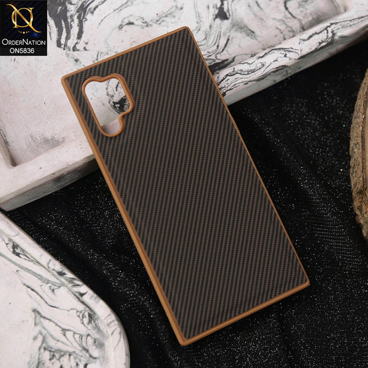 Samsung Galaxy Note 10 Plus Cover - Brown -  New Deluxe High Quality Matte Soft Tpu Carbon Fiber Texture Case