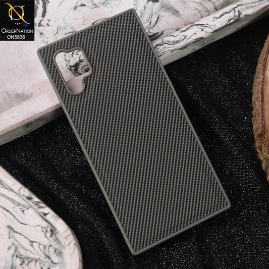 Samsung Galaxy Note 10 Plus Cover - Gray -  New Deluxe High Quality Matte Soft Tpu Carbon Fiber Texture Case