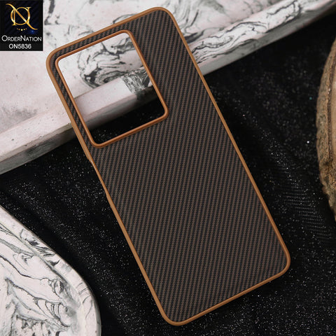 Infinix Note 30 Cover - Brown -  New Deluxe High Quality Matte Soft Tpu Carbon Fiber Texture Case