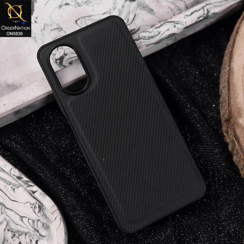Oppo A18 Cover - Black -  New Deluxe High Quality Matte Soft Tpu Carbon Fiber Texture Case