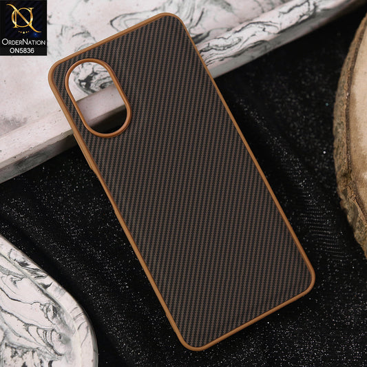 Oppo A18 Cover - Brown -  New Deluxe High Quality Matte Soft Tpu Carbon Fiber Texture Case