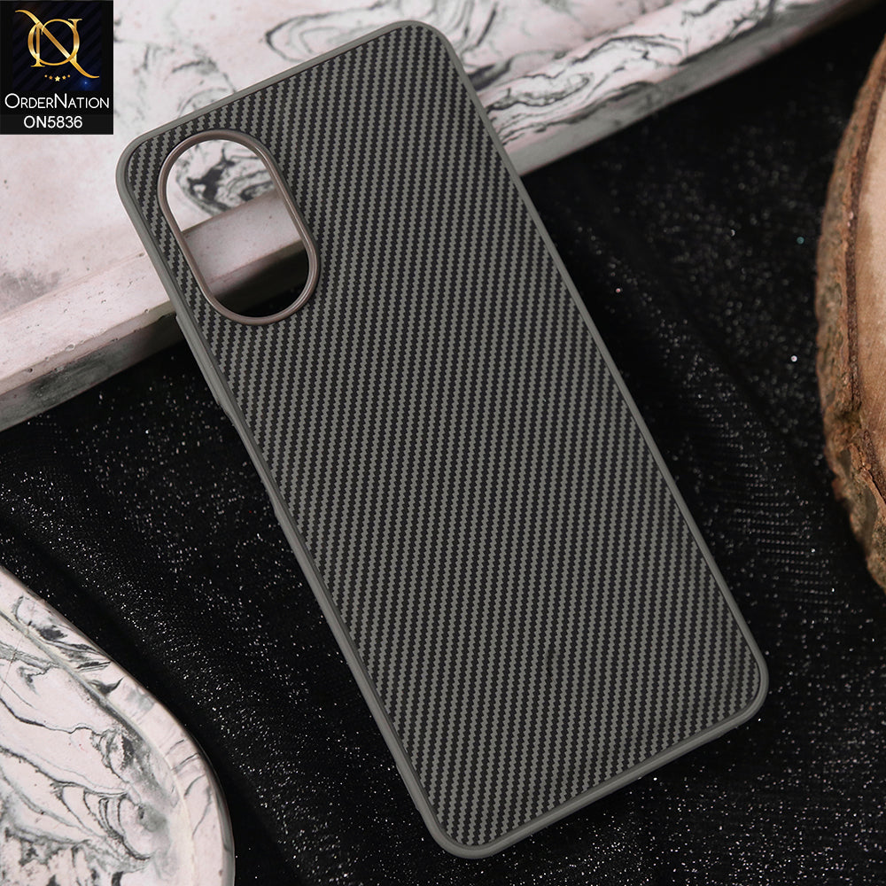 Oppo A58 4G Cover - Gray -  New Deluxe High Quality Matte Soft Tpu Carbon Fiber Texture Case
