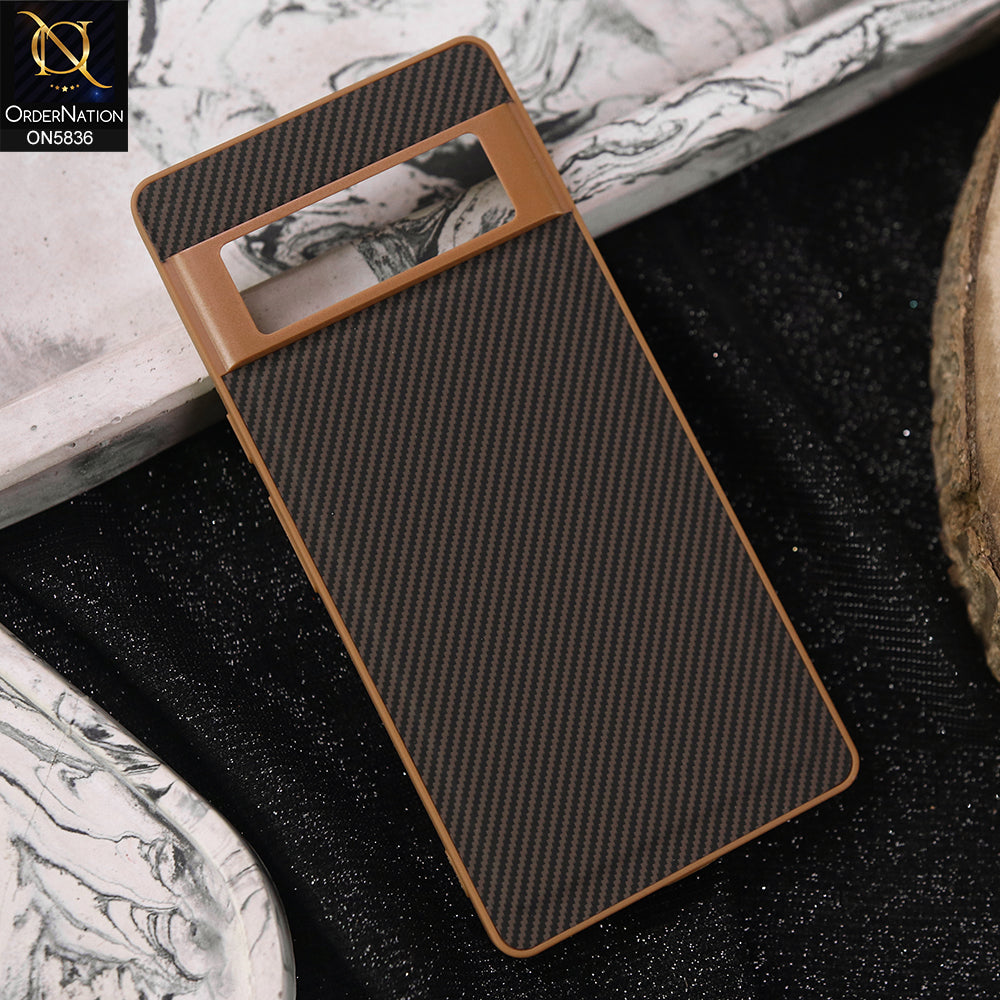 Google Pixel 6 Cover - Brown -  New Deluxe High Quality Matte Soft Tpu Carbon Fiber Texture Case