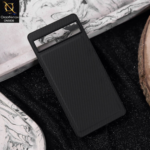 Google Pixel 6a Cover - Black -  New Deluxe High Quality Matte Soft Tpu Carbon Fiber Texture Case