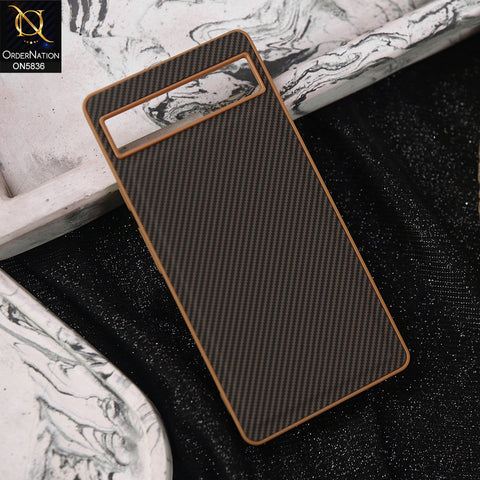 Google Pixel 6a Cover - Brown -  New Deluxe High Quality Matte Soft Tpu Carbon Fiber Texture Case