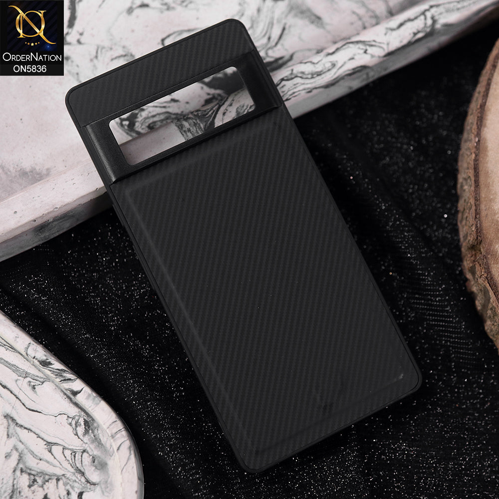 Google Pixel 6 Pro Cover - Black -  New Deluxe High Quality Matte Soft Tpu Carbon Fiber Texture Case