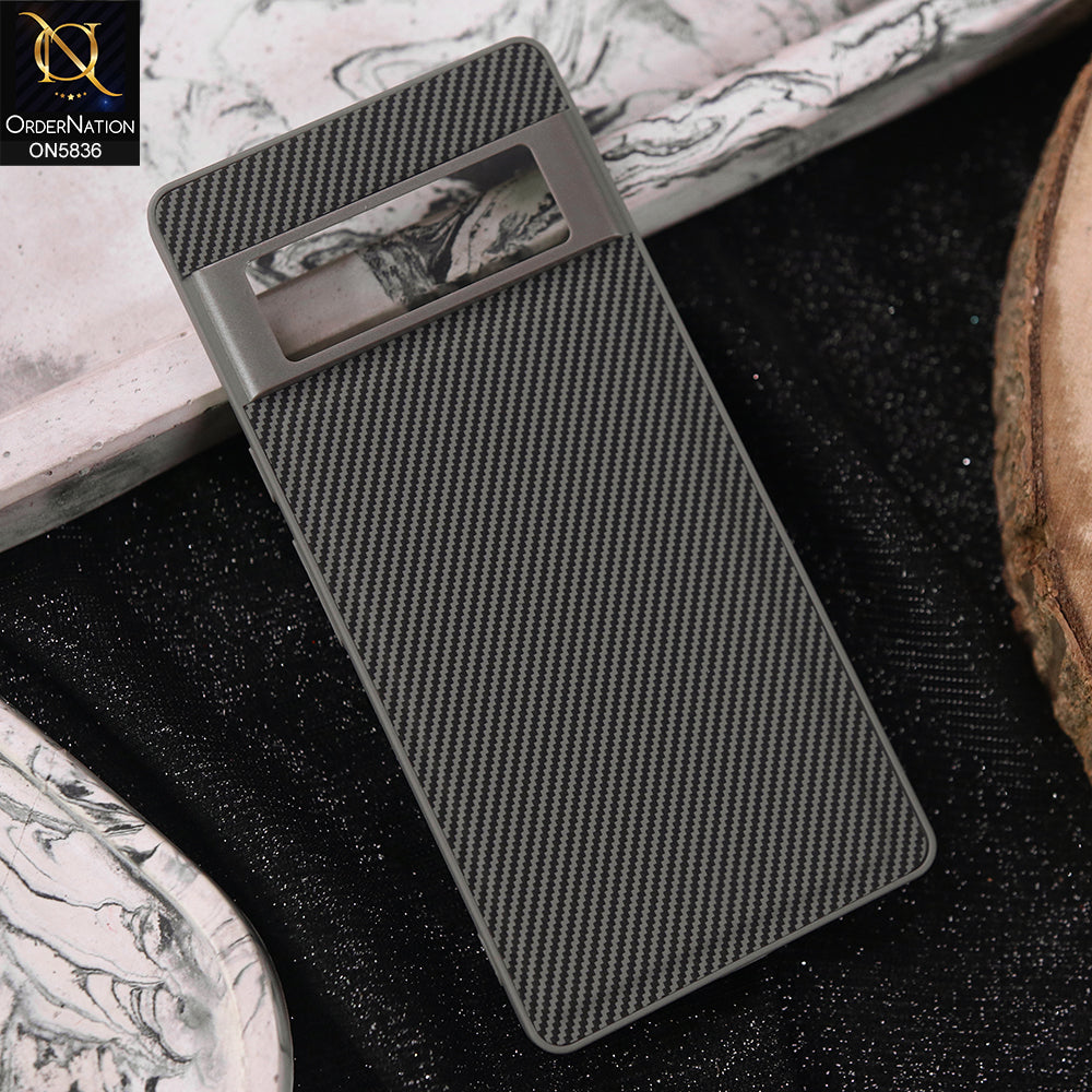 Google Pixel 6 Pro Cover - Gray -  New Deluxe High Quality Matte Soft Tpu Carbon Fiber Texture Case