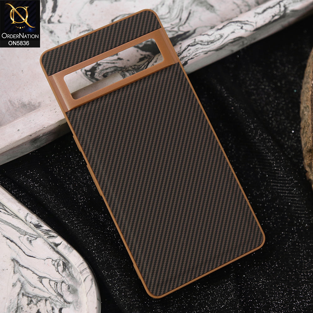 Google Pixel 7 Pro Cover - Brown -  New Deluxe High Quality Matte Soft Tpu Carbon Fiber Texture Case