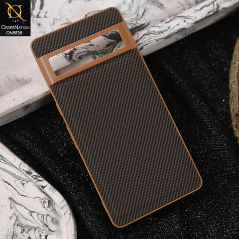 Google Pixel 7 Pro Cover - Brown -  New Deluxe High Quality Matte Soft Tpu Carbon Fiber Texture Case