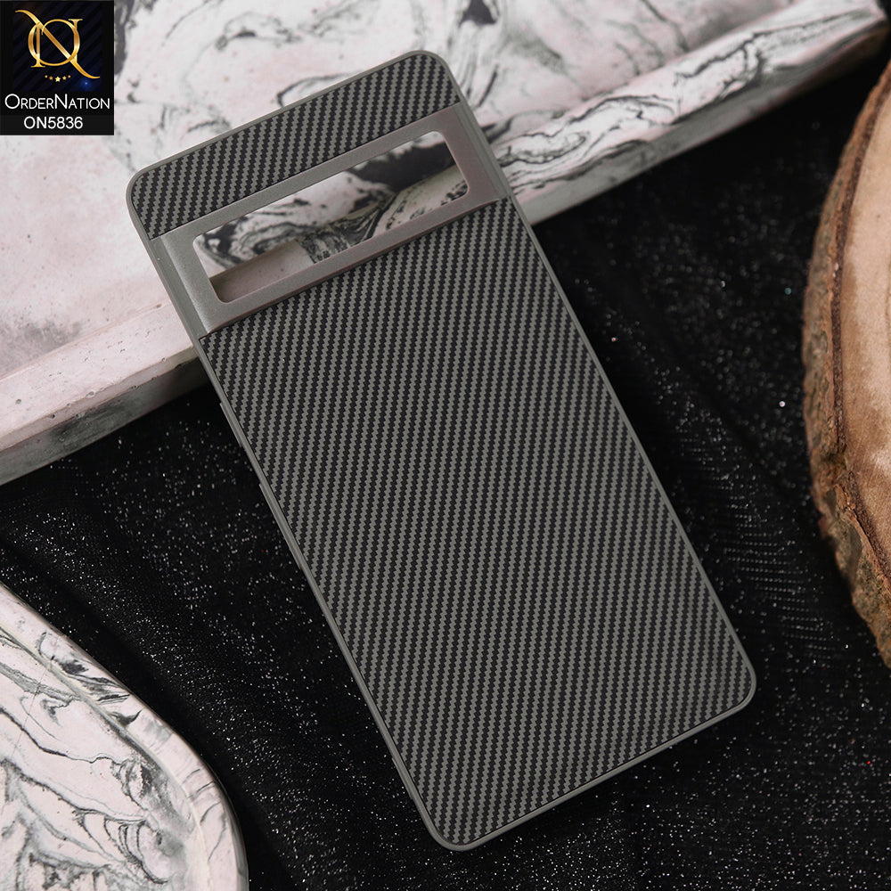 Google Pixel 7 Pro Cover - Gray -  New Deluxe High Quality Matte Soft Tpu Carbon Fiber Texture Case