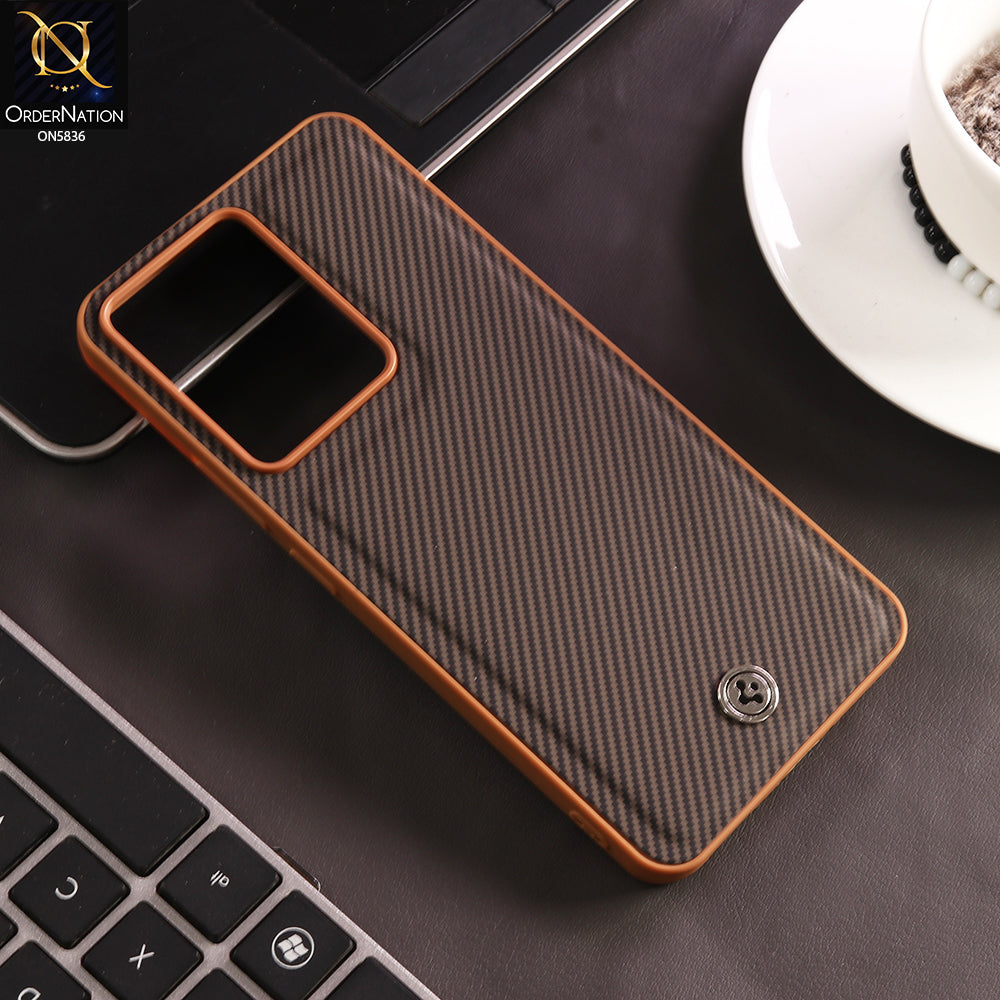 Realme 14T Cover - Brown - New Deluxe High Quality Matte Soft Tpu Carbon Fiber Texture Case
