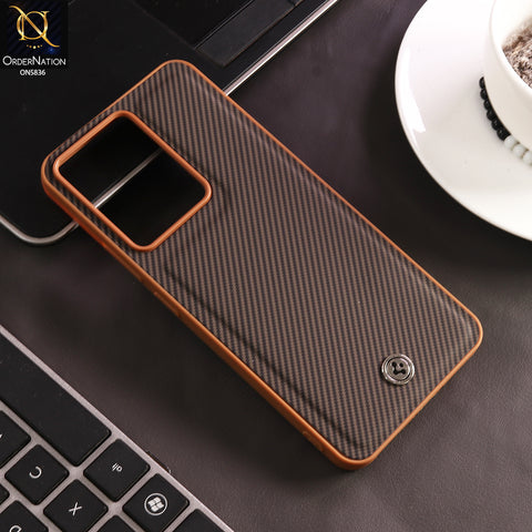 Realme 14T Cover - Brown - New Deluxe High Quality Matte Soft Tpu Carbon Fiber Texture Case