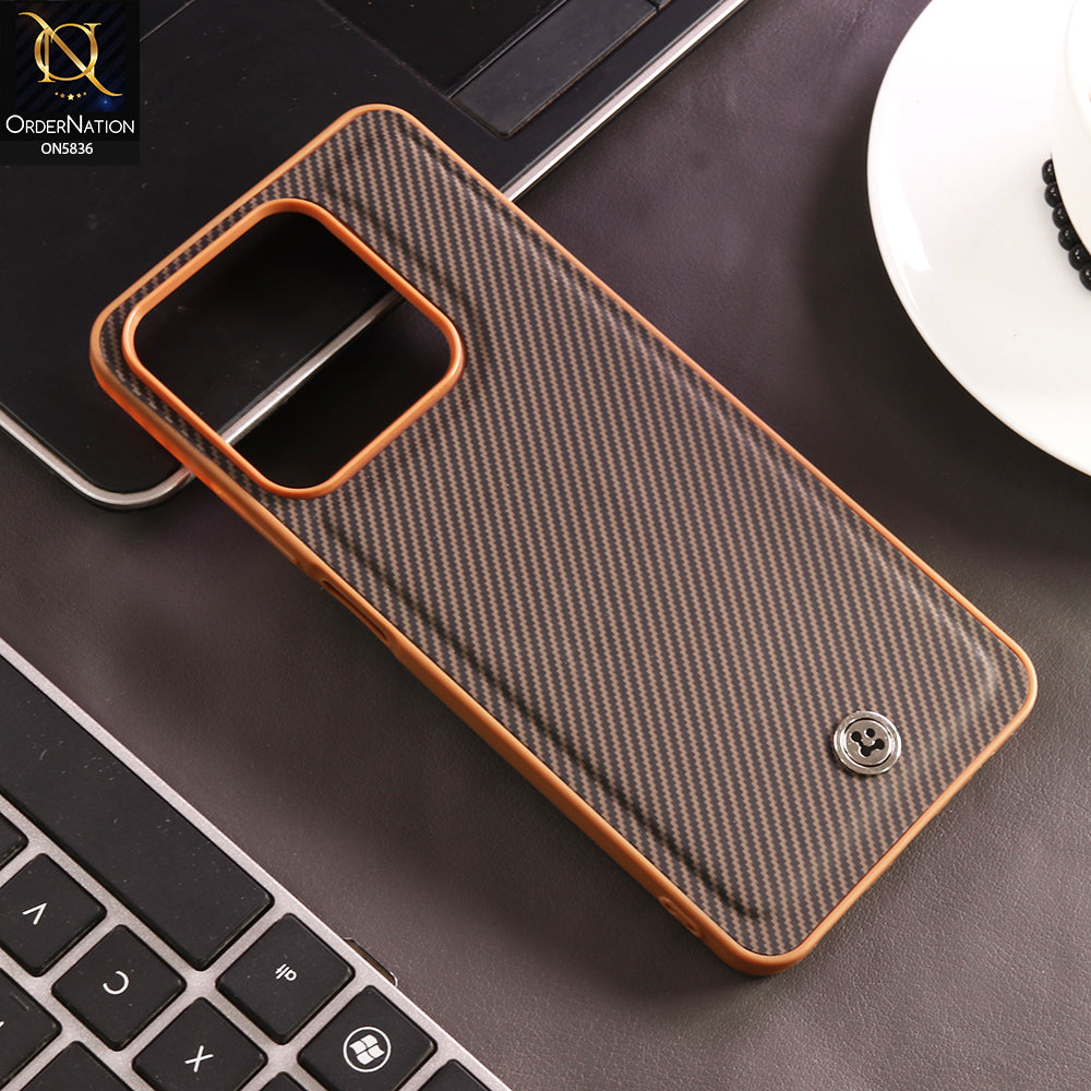Realme Note 60 Cover - Brown - New Deluxe High Quality Matte Soft Tpu Carbon Fiber Texture Case