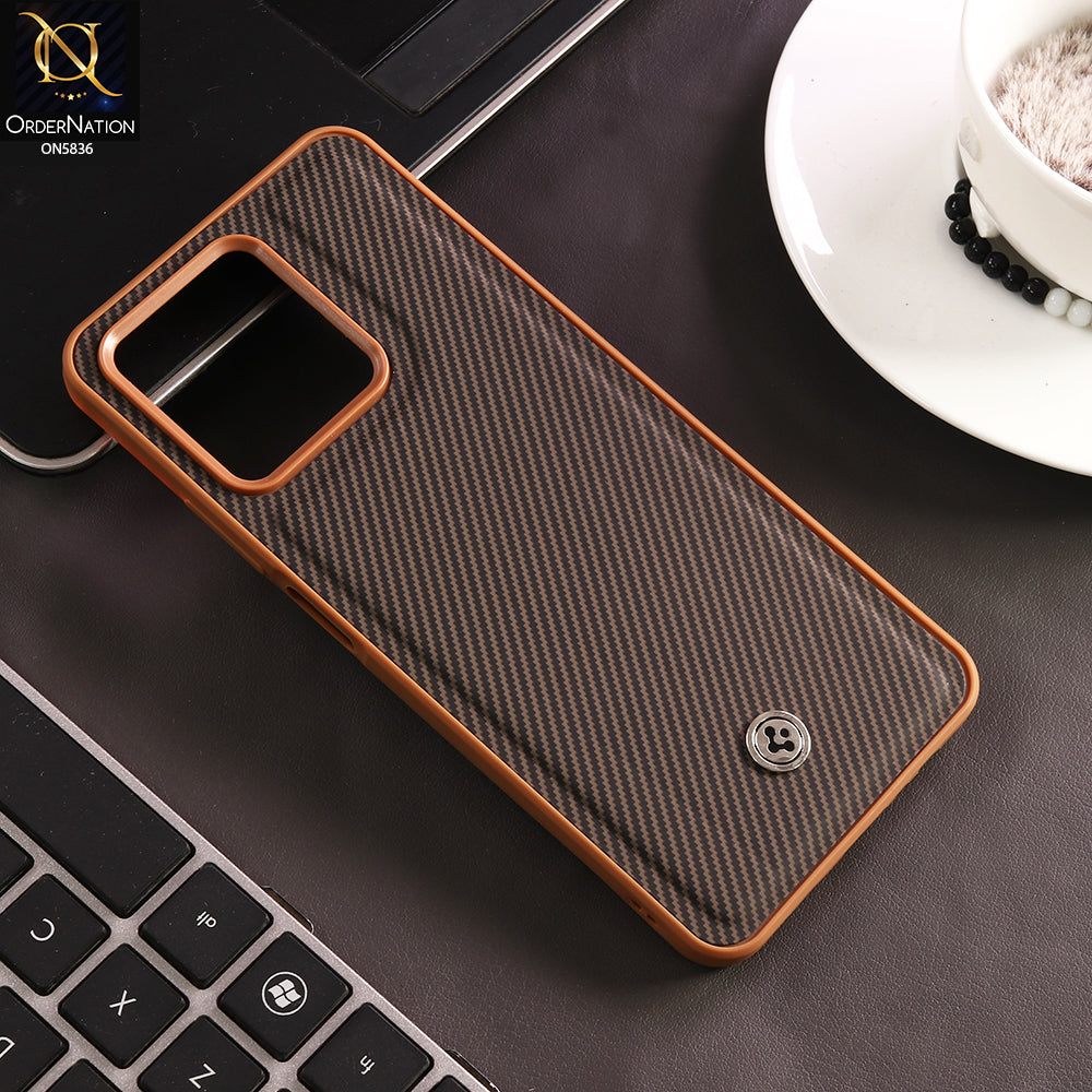 Realme Note 50 Cover - Brown - New Deluxe High Quality Matte Soft Tpu Carbon Fiber Texture Case
