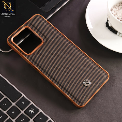 Realme Note 50 Cover - Brown - New Deluxe High Quality Matte Soft Tpu Carbon Fiber Texture Case