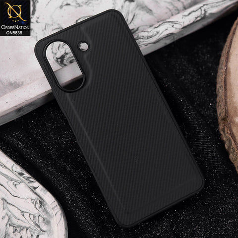 Xiaomi Redmi 13C Cover - Black -  New Deluxe High Quality Matte Soft Tpu Carbon Fiber Texture Case