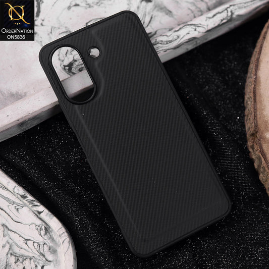 Xiaomi Poco C65 Cover - Black -  New Deluxe High Quality Matte Soft Tpu Carbon Fiber Texture Case