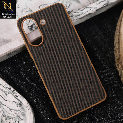 Xiaomi Poco C65 Cover - Brown -  New Deluxe High Quality Matte Soft Tpu Carbon Fiber Texture Case