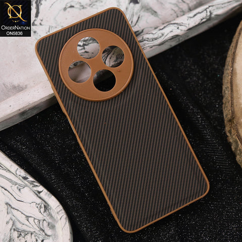 Xiaomi Redmi 14C Cover - Brown -  New Deluxe High Quality Matte Soft Tpu Carbon Fiber Texture Case