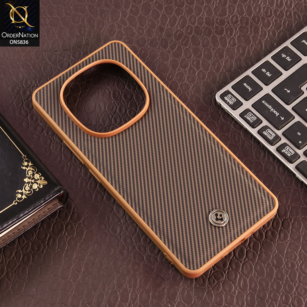 Xiaomi Redmi Note 14 Pro 4G Cover -Brown - New Deluxe High Quality Matte Soft Tpu Carbon Fiber Texture Case