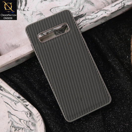 Samsung Galaxy S10 Cover - Gray -  New Deluxe High Quality Matte Soft Tpu Carbon Fiber Texture Case