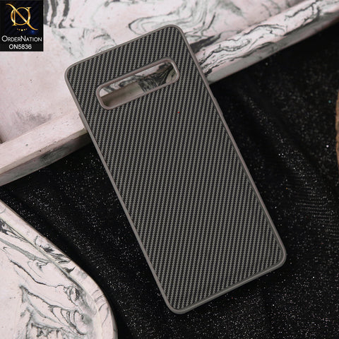 Samsung Galaxy S10 Plus Cover - Gray -  New Deluxe High Quality Matte Soft Tpu Carbon Fiber Texture Case