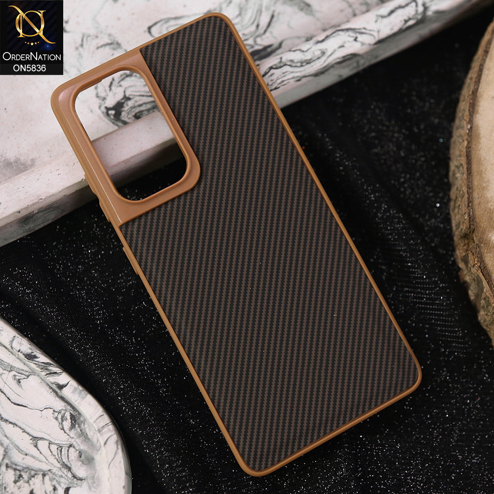 Samsung Galaxy S21 Ultra 5G Cover - Brown -  New Deluxe High Quality Matte Soft Tpu Carbon Fiber Texture Case