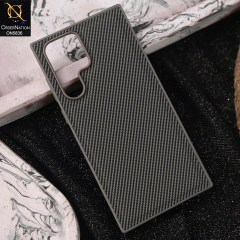 Samsung Galaxy S22 Ultra 5G Cover - Gray -  New Deluxe High Quality Matte Soft Tpu Carbon Fiber Texture Case