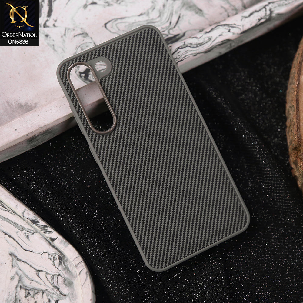Samsung Galaxy S23 5G Cover - Gray -  New Deluxe High Quality Matte Soft Tpu Carbon Fiber Texture Case