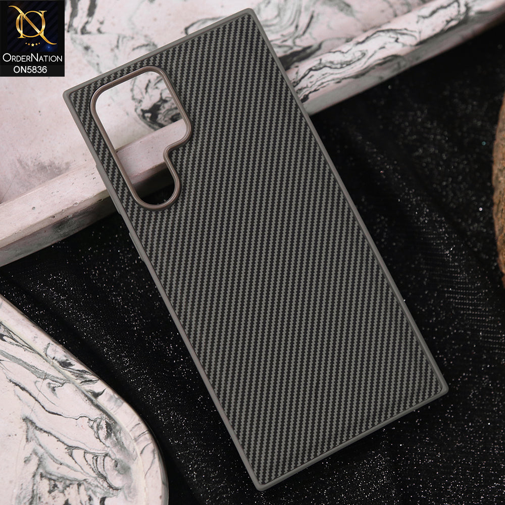 Samsung Galaxy S23 Ultra 5G Cover - Gray -  New Deluxe High Quality Matte Soft Tpu Carbon Fiber Texture Case