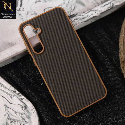 Samsung Galaxy A15 5G Cover - Brown -  New Deluxe High Quality Matte Soft Tpu Carbon Fiber Texture Case