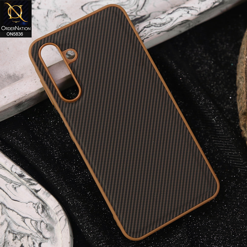 Samsung Galaxy A16 Cover - Brown -  New Deluxe High Quality Matte Soft Tpu Carbon Fiber Texture Case