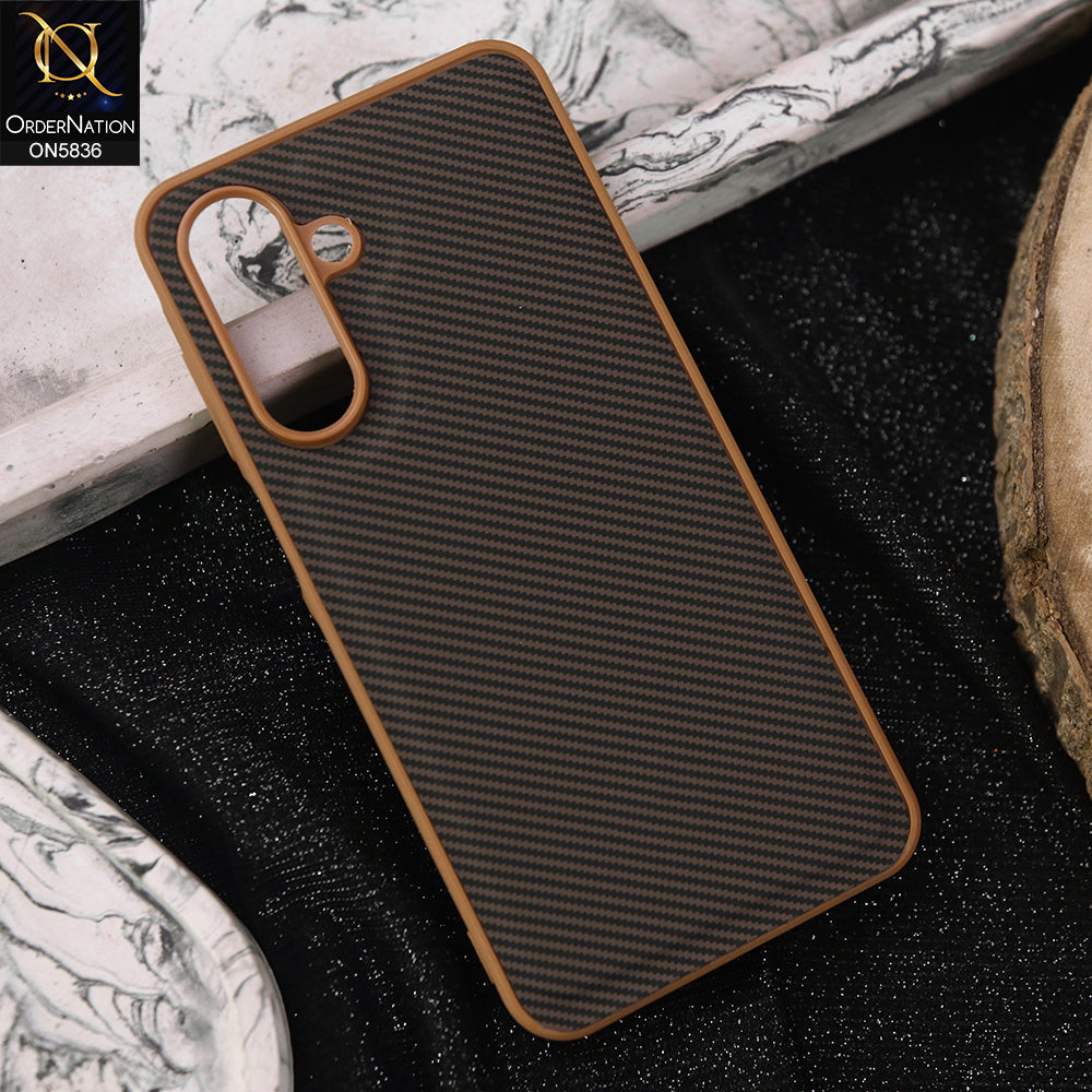 Samsung Galaxy A17 Cover - Brown -  New Deluxe High Quality Matte Soft Tpu Carbon Fiber Texture Case