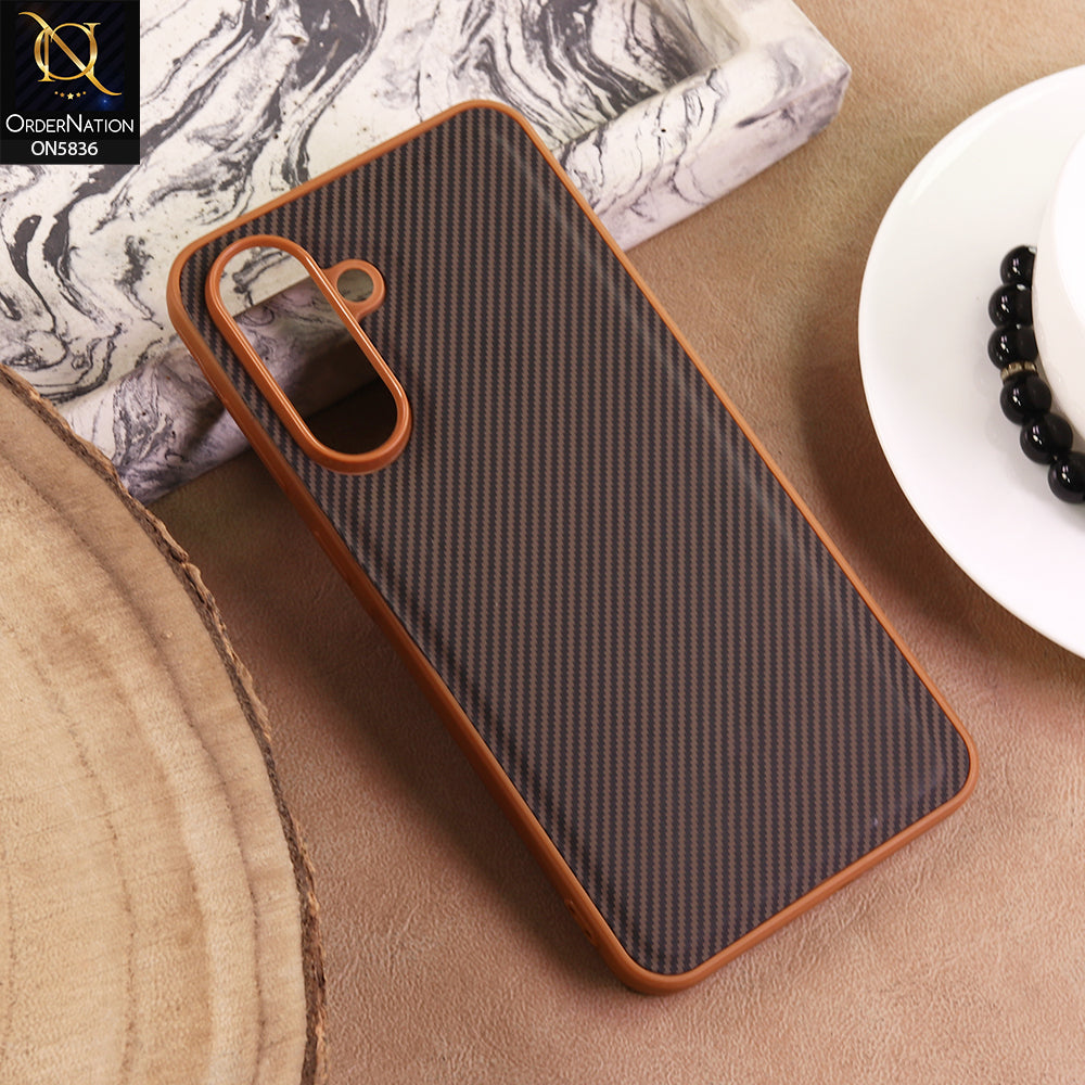 Samsung Galaxy A36 Cover  - Brown - New Deluxe High Quality Matte Soft Tpu Carbon Fiber Texture Case