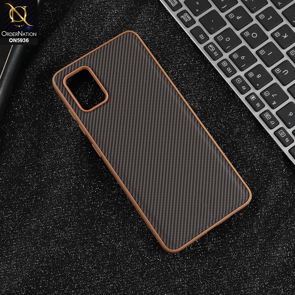 Samsung Galaxy A51- Brown - New Deluxe High Quality Matte Soft Tpu Carbon Fiber Texture Case
