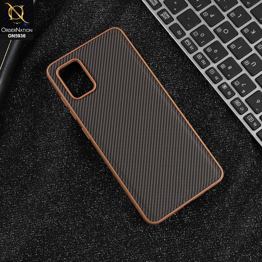 Samsung Galaxy A51- Brown - New Deluxe High Quality Matte Soft Tpu Carbon Fiber Texture Case