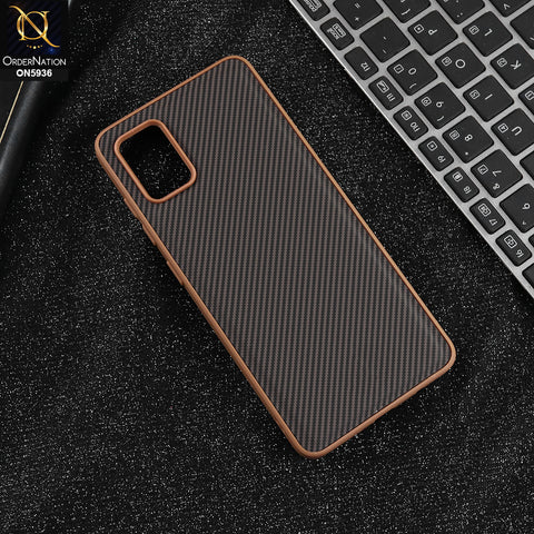 Samsung Galaxy A51- Brown - New Deluxe High Quality Matte Soft Tpu Carbon Fiber Texture Case