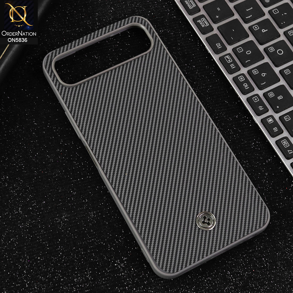 Infinix Smart 10 Plus Cover - Gray  - New Deluxe High Quality Matte Soft Tpu Carbon Fiber Texture Case