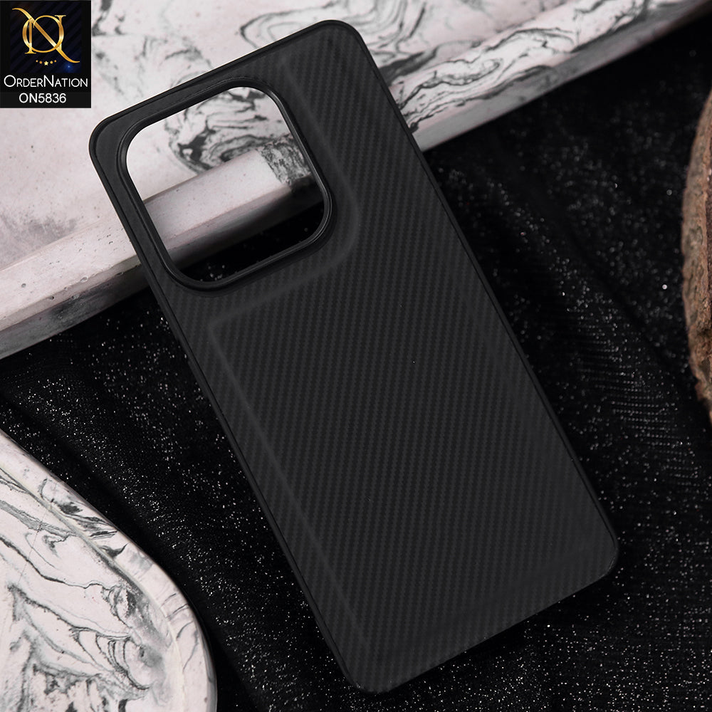 Infinix Smart 8 Cover - Black -  New Deluxe High Quality Matte Soft Tpu Carbon Fiber Texture Case