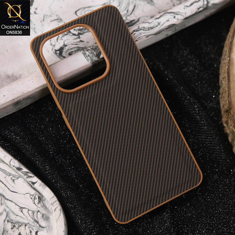 Infinix Smart 8 Cover - Brown -  New Deluxe High Quality Matte Soft Tpu Carbon Fiber Texture Case