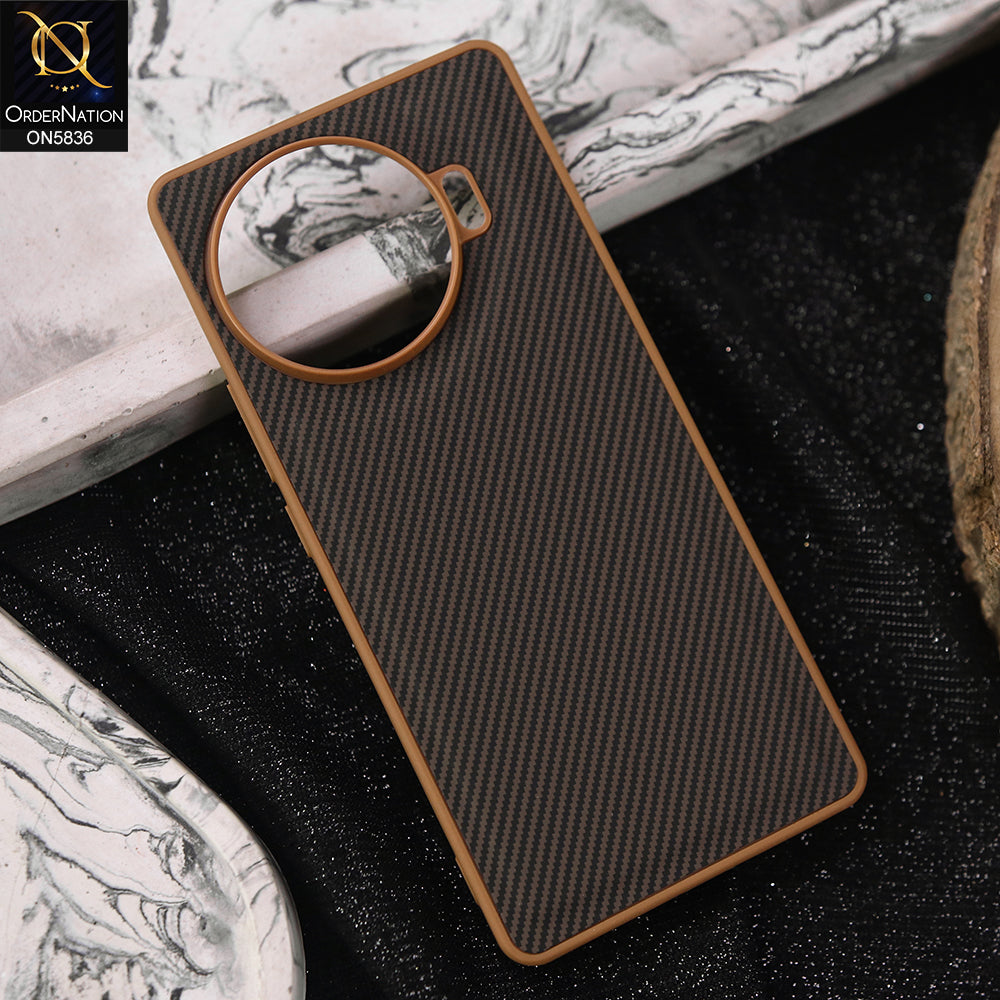 Tecno Spark 20 Pro Plus Cover - Brown -  New Deluxe High Quality Matte Soft Tpu Carbon Fiber Texture Case